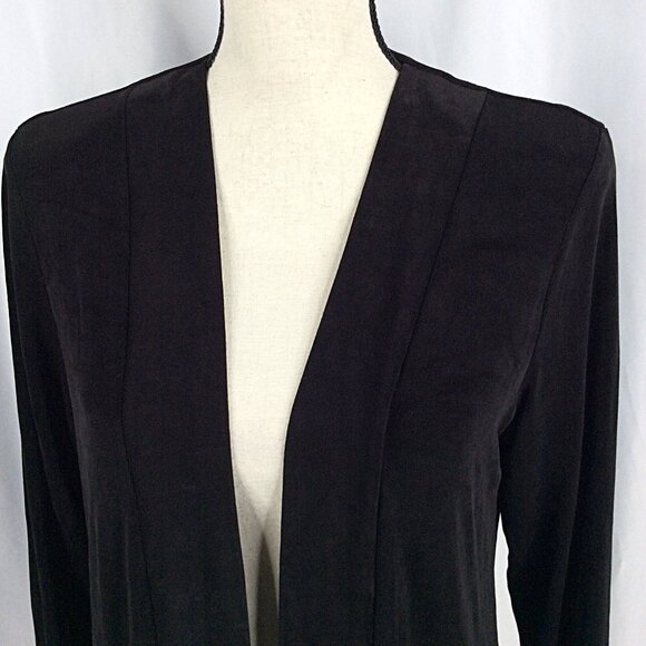 Picadilly Fashions Open Cardigan Sweater Women Small Black Slinky Acetate Travel - Picture 5 of 10